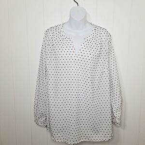 Lane Bryant Women's Top Size 18 Long Sleeve Polka Dot Textured Blouse